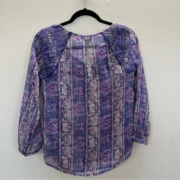 American Eagle Outfitters Women's 3/4 Sleeve Purple Paisley Design Top Sz XS GUC - Picture 9 of 9